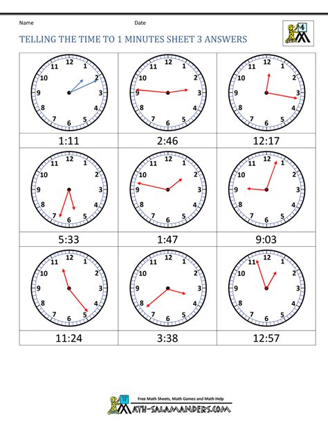 Telling Time To The Minute 3rd Grade Math Minute Math 3rd Grade - Minute Math 3rd Grade