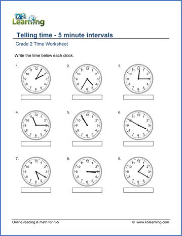 Telling Time Worksheets K5 Learning Telling Time Math - Telling Time Math