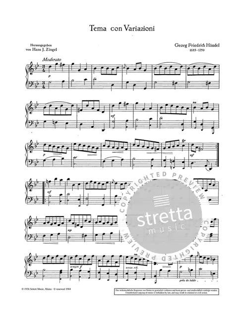 Tema Con Variazioni Harfe Oder Klavier Edition Sc