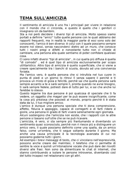 Tema Sull Amicizia