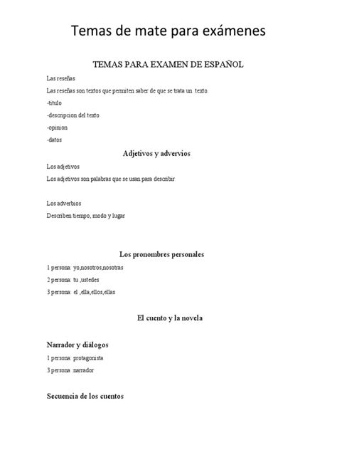 Temas De Español