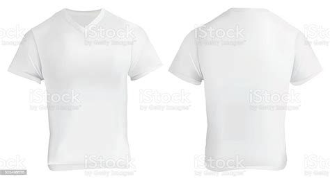 Templat Desain Kemeja V Neck Putih Stok Foto Desain Baju Putih Polos - Desain Baju Putih Polos