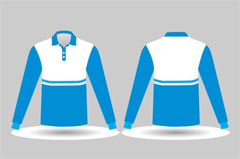 Templat Desain Polo Shirt Lengan Panjang Pria Vektor Desain Baju Lengan Panjang - Desain Baju Lengan Panjang