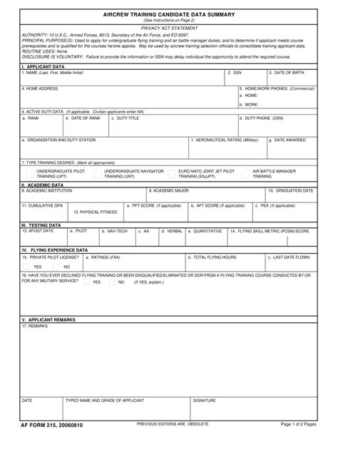template for af form 1344