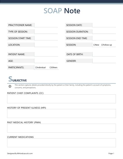 Template For Clinical Soap Note Format University Of New Mexico