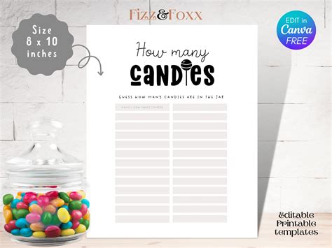 template for how many sweets in jar
