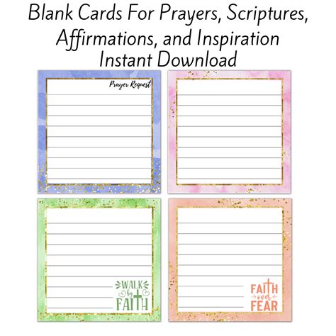 template of blank prayer cards