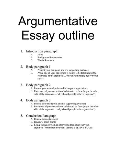 Read Template For Argumentative Paper 