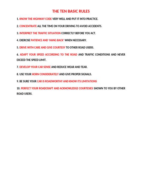 Ten Basic Rules
