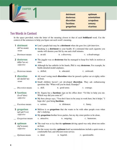 Ten Words In Context 16 Answer Key