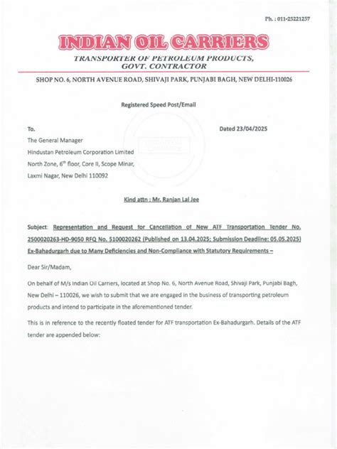 Tender No Hpcl