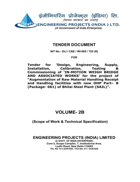 Full Download Tender Document Engineering Projects India Ltd 