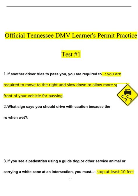 tennessee dmv practice test