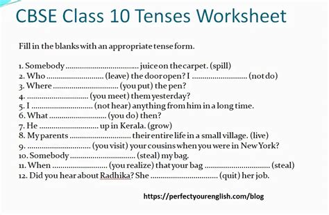 Tenses Worksheets Perfectyourenglish Com Tenses Worksheets For Grade 6 - Tenses Worksheets For Grade 6