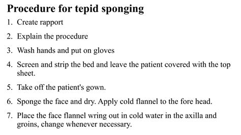 Tepid Sponging Procedure