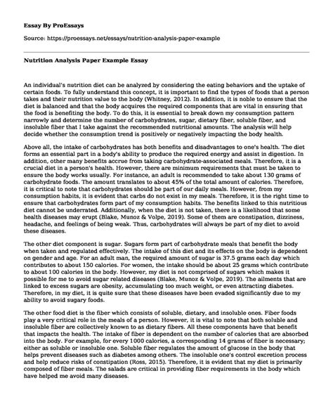 Download Term Paper On Diet Analysis 
