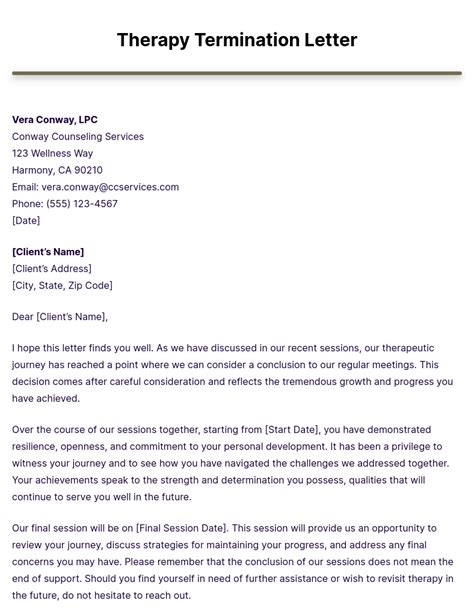 Termination Letter Therapy Sample