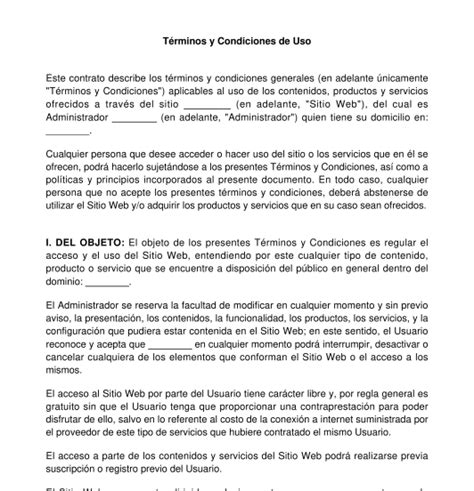 Terminos Y Condiciones Ejemplo