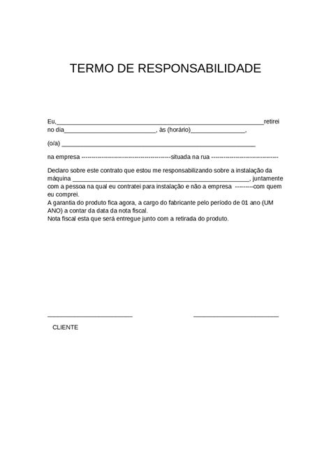 Termo De Responsabilidade