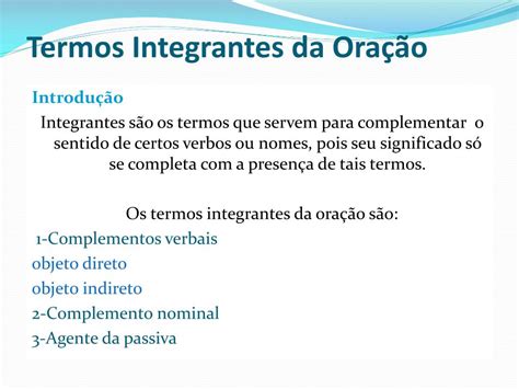 Termos Integrantes Da Oracao
