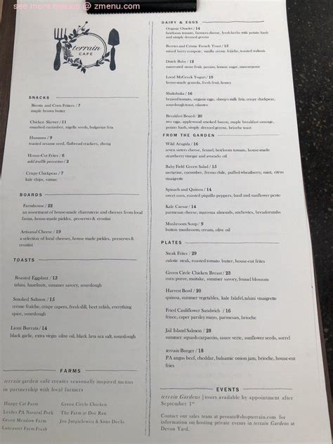 Terrain Cafe Menu