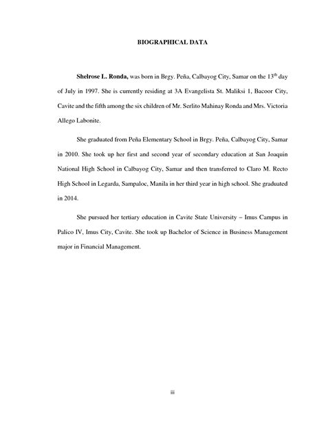 terry thesis biographical sample