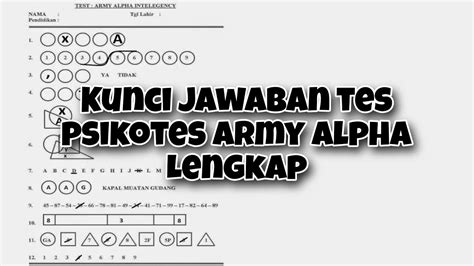 Tes Psikotes Army Alpha Dan Jawabannya