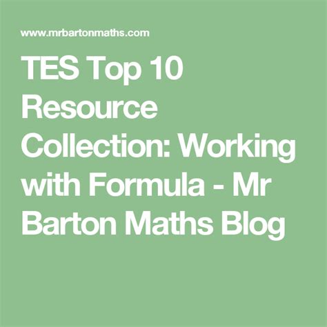 Tes Top 10 Resource Collection Working With Formula Using Formulas Worksheet - Using Formulas Worksheet