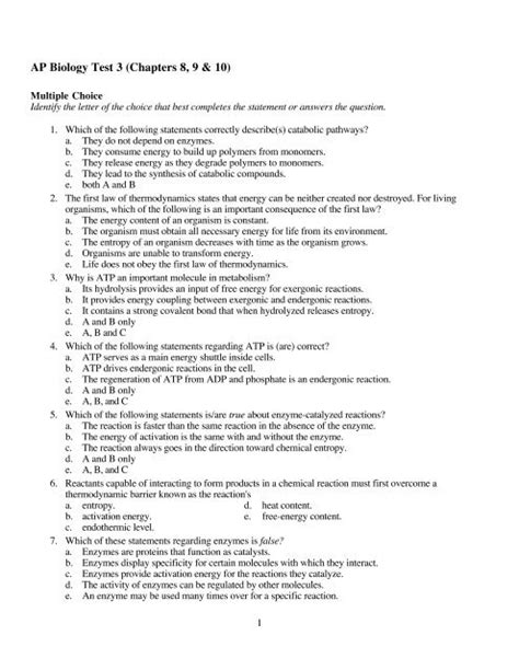 Test 3 Chapters 8 9 Fall 2001