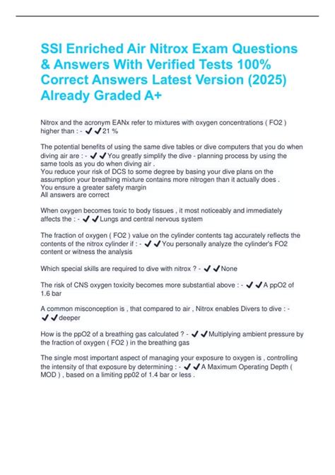 Test Answers To Ssi Enriched Air Nitrox