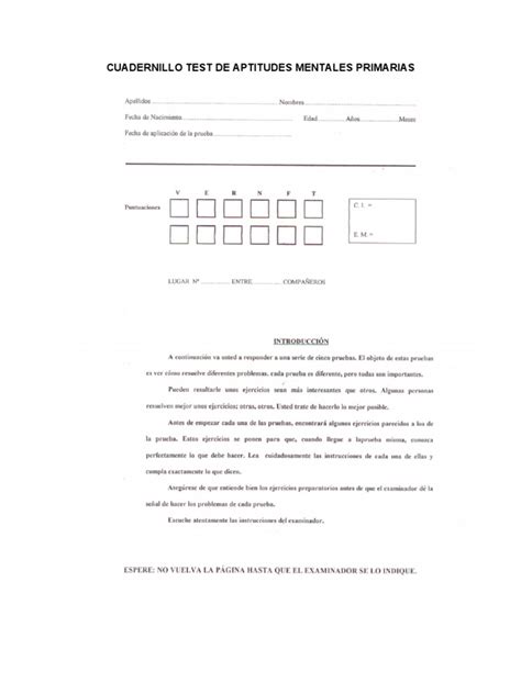 test aptitudes mentales primarias ejercicios