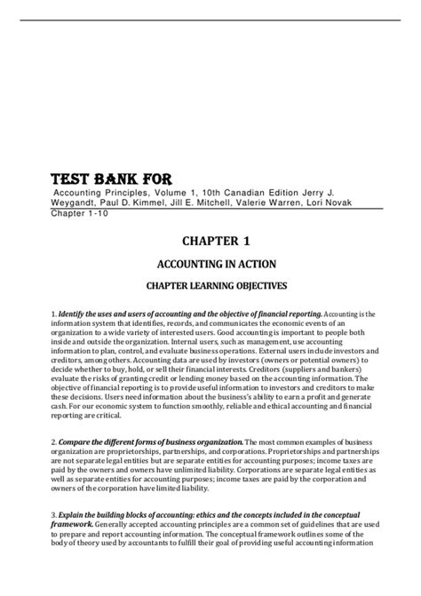 Test Bank Accounting Principles 10th Edition