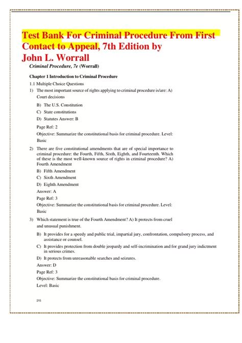 test bank for criminal procedure