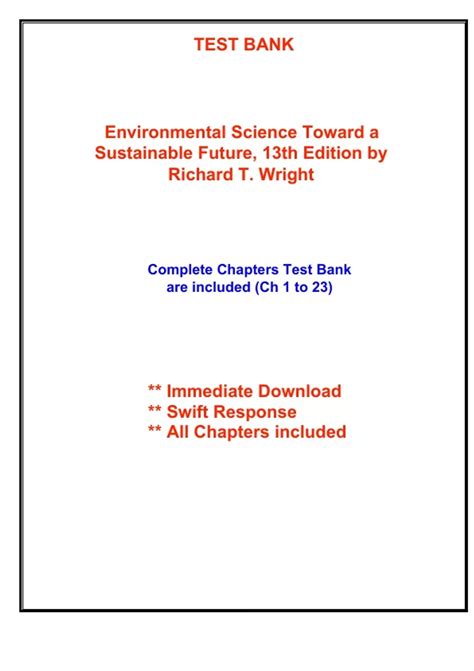 Test Bank For Wright Environmental Science