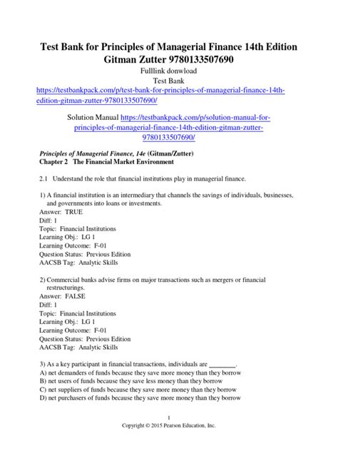 test bank managerial financial gitman 13th