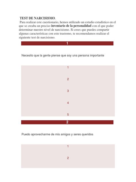 Test De Narcisismo