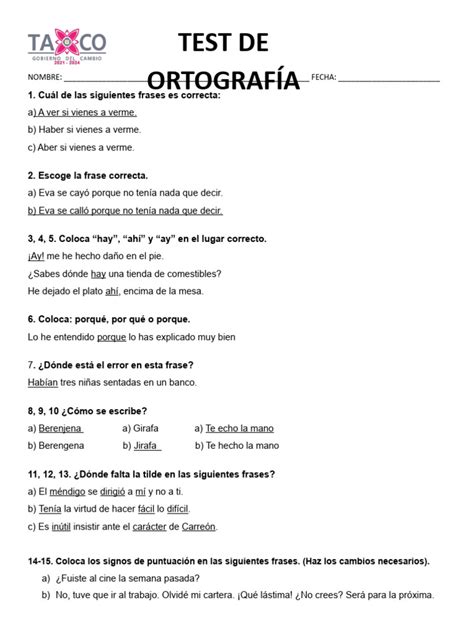 Test De Ortografia