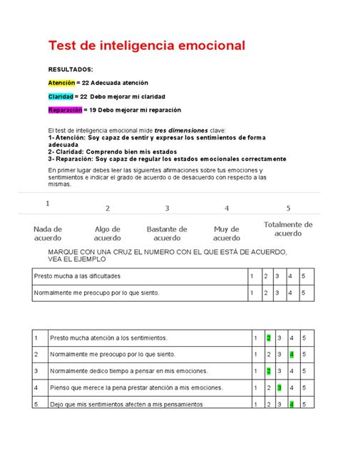 Test De Sentimientos