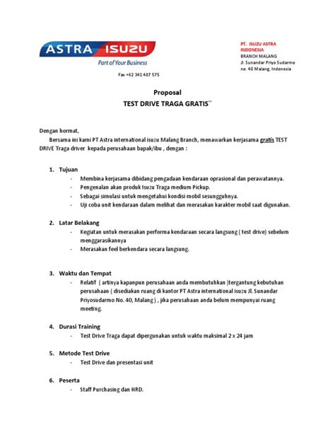 Test Drive Proposal