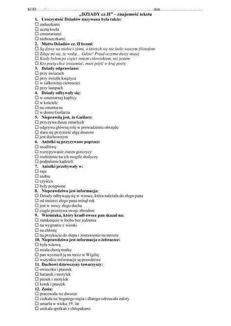 Test Dziady Cz 2
