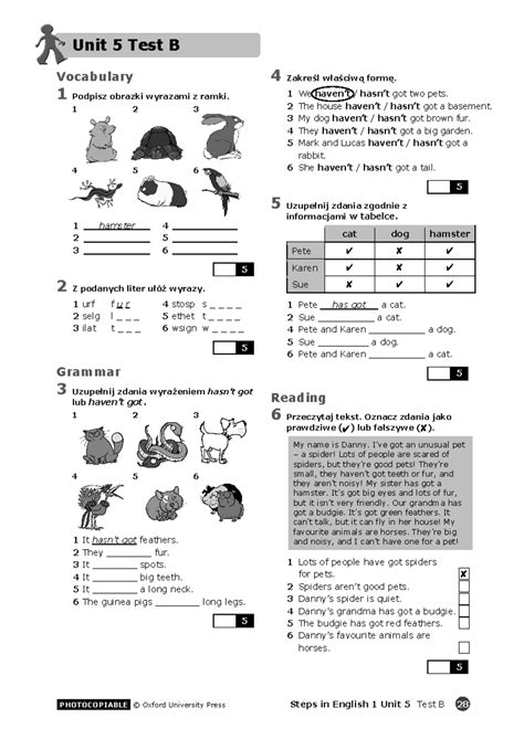 Test English 1 Unit 5 Panorama