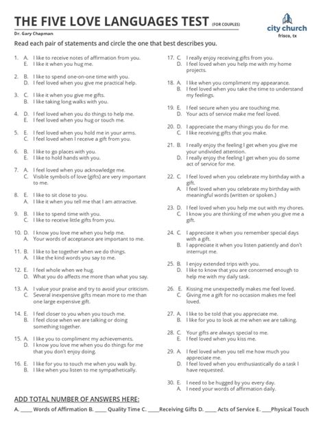 Test Five Love Languages