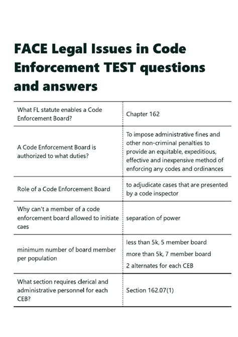 Test For Code Enforcement Face Test