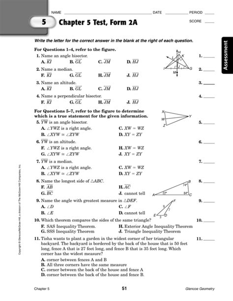 test form 2a answers geometry