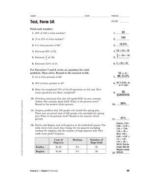 Test Form 3a Answers