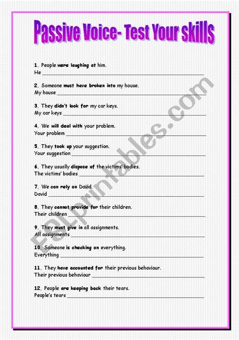 test in passive voice