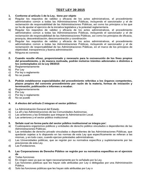 test ley 39 2015 ex menes oficiales