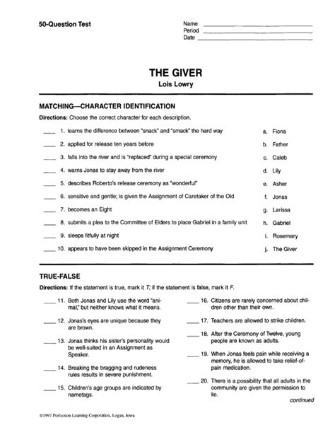 Test On The Giver