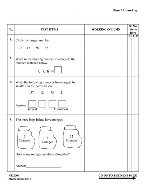 Test Papers For Std 1 Bing