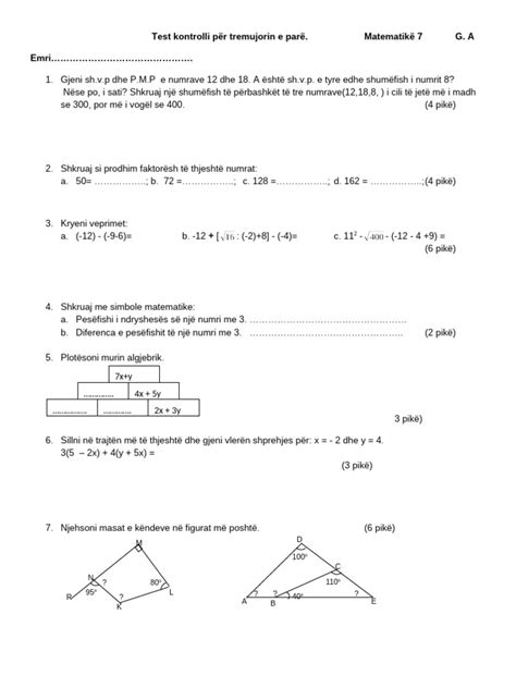 Test Per Klasen E 7 Biologji